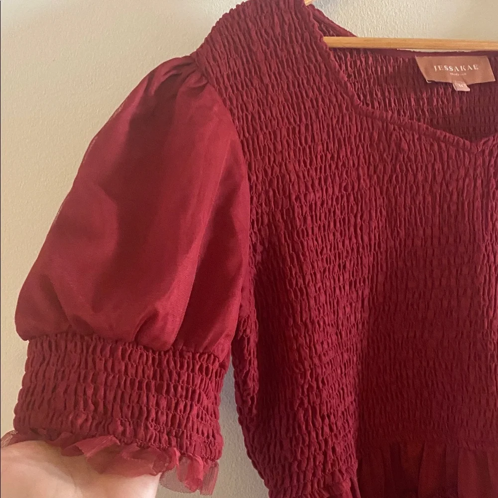 NWOT JESSAKAE Women's Daphne Dress, Burgundy size 1XL - Picture 16 of 16